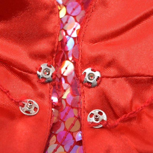 Jeanette for St Martin Sport Sequin Top Women Small Red Sleeveless Lined Disco - Picture 7 of 10